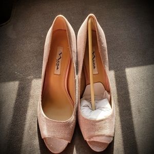 Sparkly Rosita (Blush Pink) Nina Peep Toe Heel